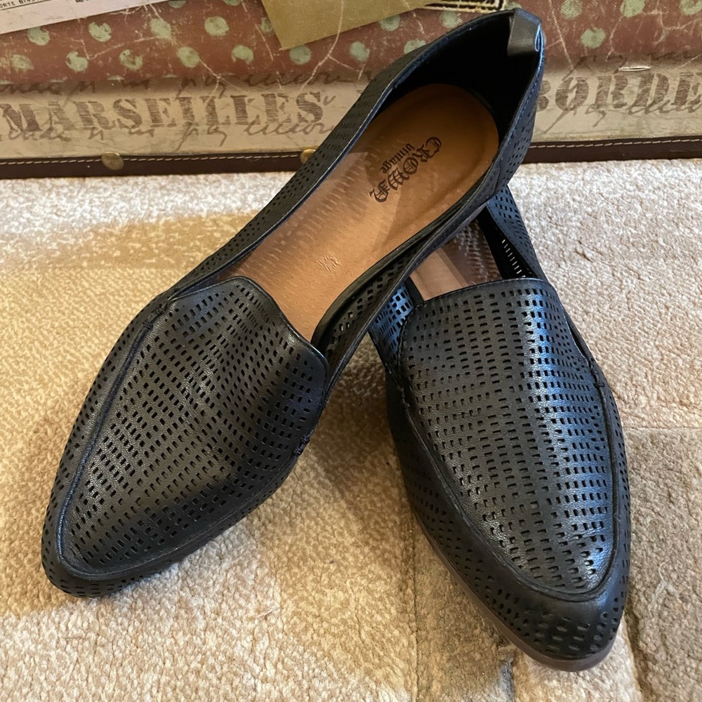 Black Leather Flats